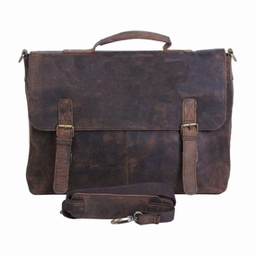 16-Inch Retro Buffalo Hunter Leather Laptop Messenger Bag ?C Office Briefcase & College Bag (Distressed Tan) Great for on-the-go individuals with busy lifestyles Neat Storage