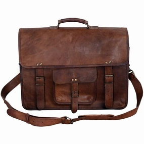 An ideal bag for staying organized and hands-free 18-Inch Vintage Handmade Leather Briefcase ?C Laptop Messenger Bag & Satchel Gifts for Him