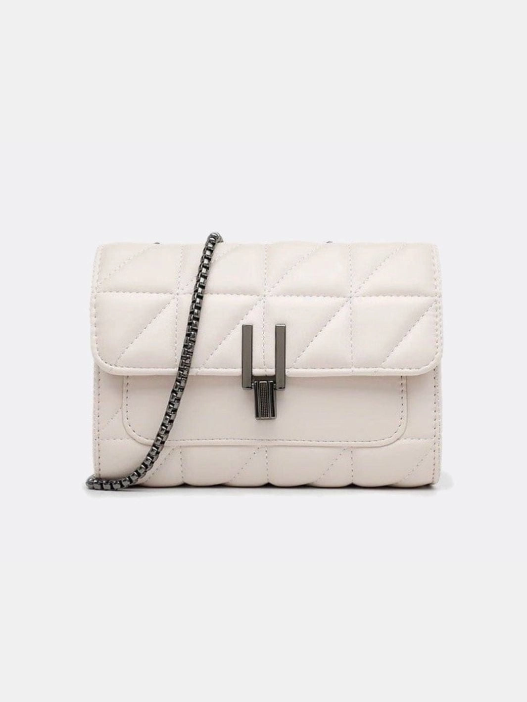 Trendy Look Daily Carry Black Quilted Leather Shoulder Bag ?C Chain Strap Evening Crossbody