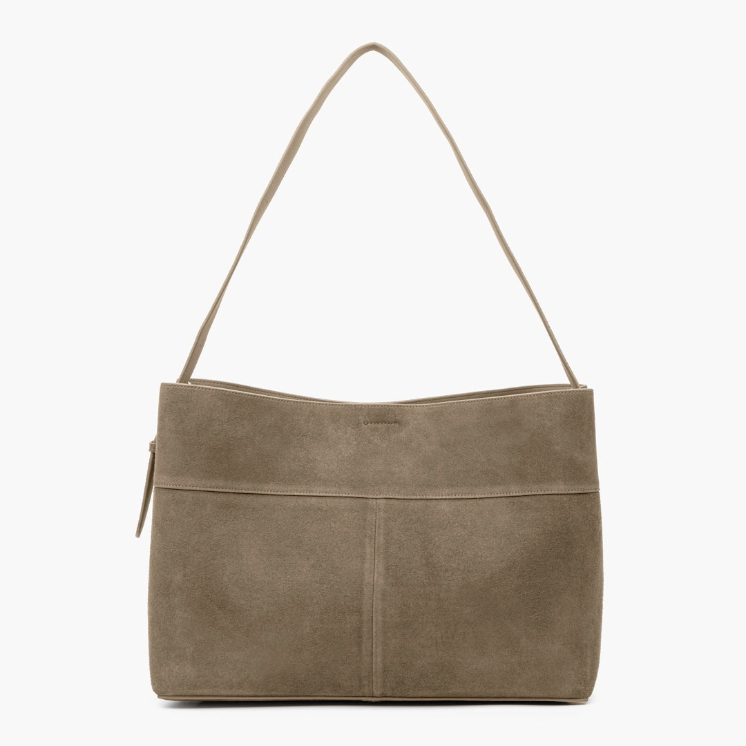 Belle Minimalist Suede Shoulder Tote ?C Large Everyday Bag Travel Organizer Comfort Grip