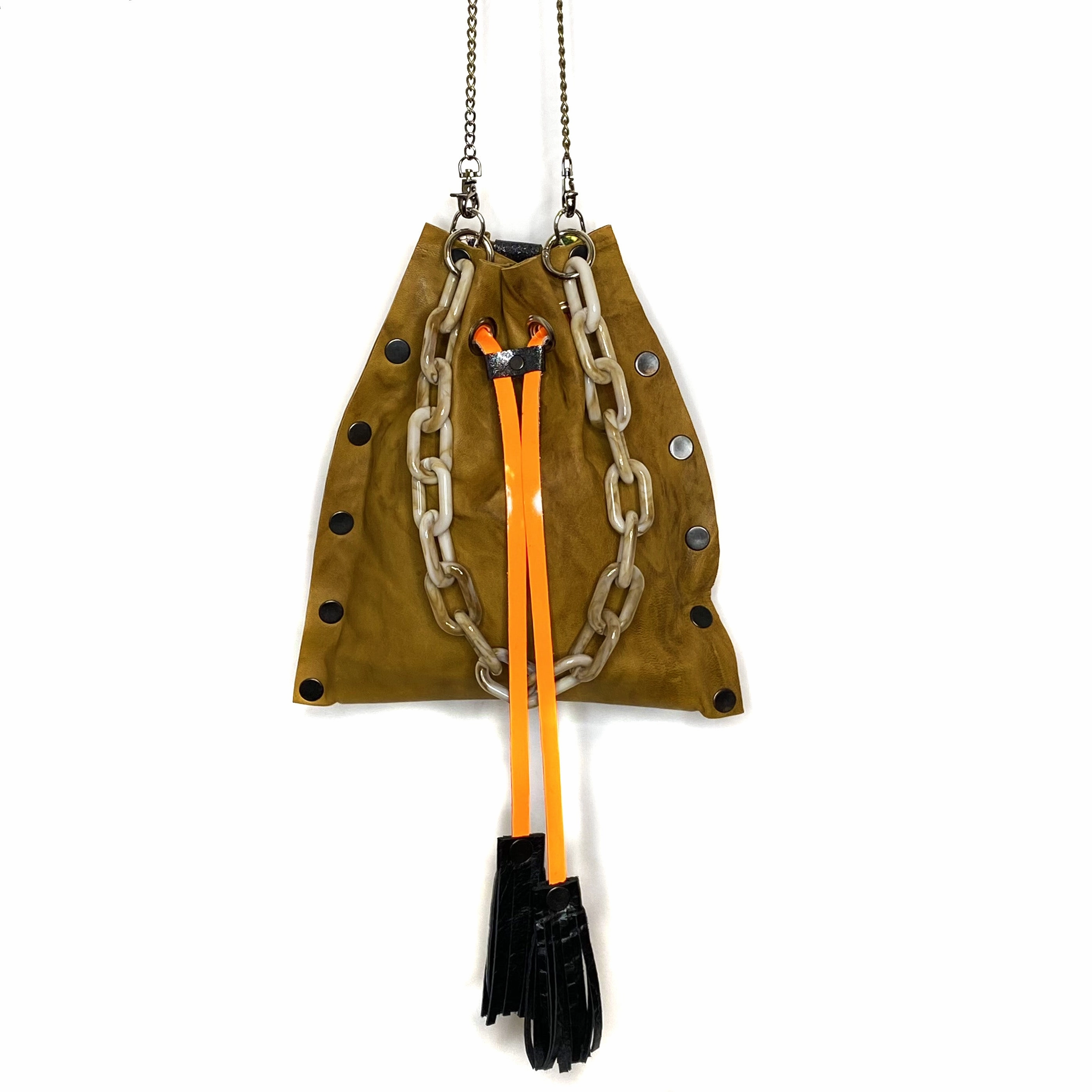 Minimalist Look Classic Appeal Tawny Crinkle Drawstring Crossbody Bag