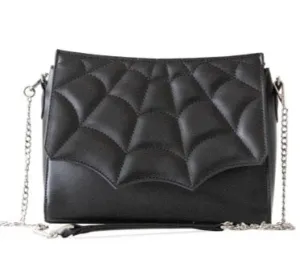 Soft Appeal Contemporary Fashion She's Wicked Spiderweb Crossbody Purse in Black