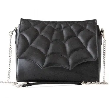 Soft Appeal Contemporary Fashion She's Wicked Spiderweb Crossbody Purse in Black