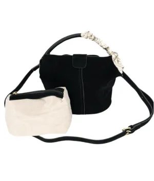 Akal Black Suede Small BC Bag with Scarf Daily Detail party accessory