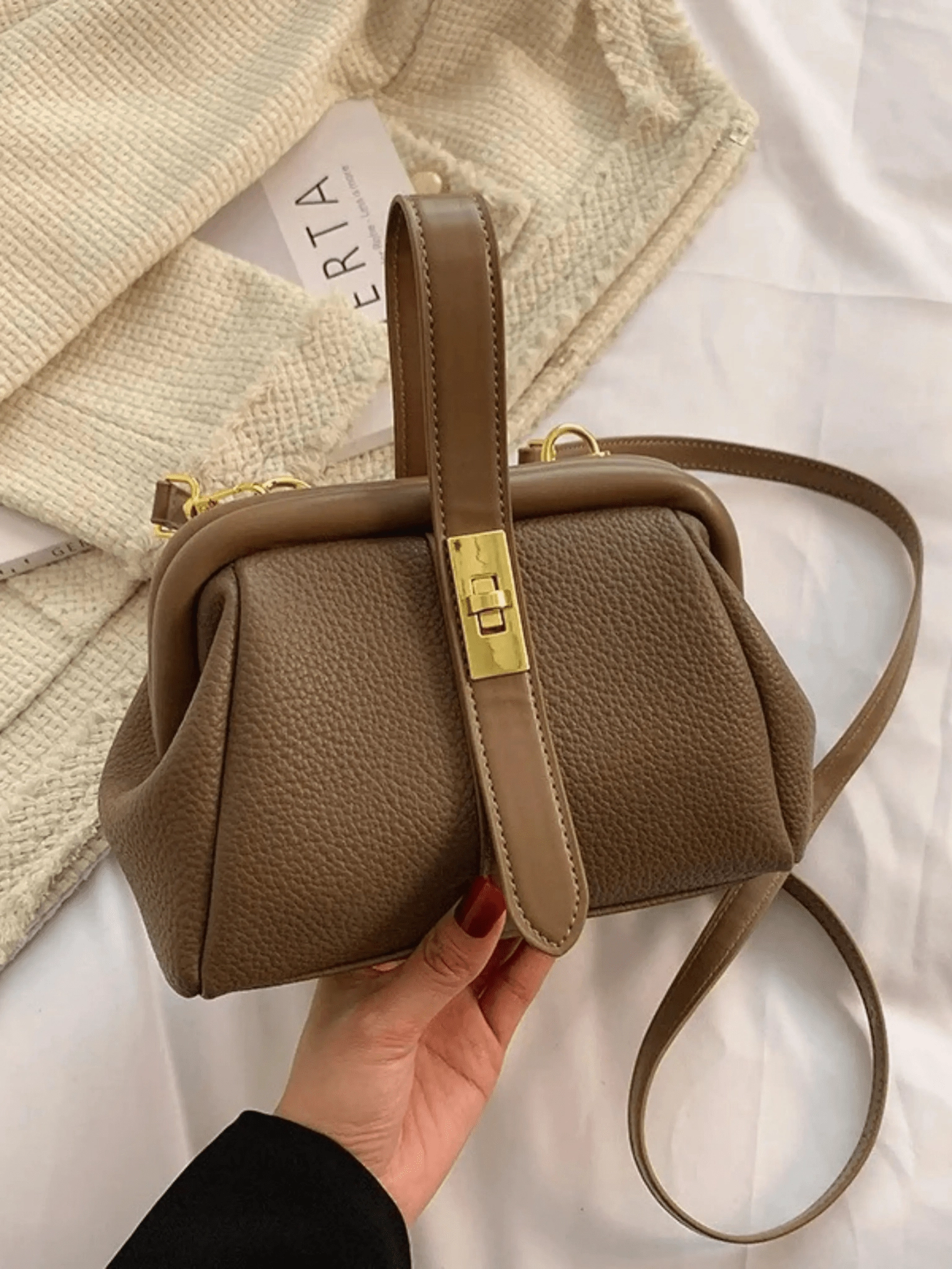 Everyday Durability Elegant Durability Cleo | Brown Leather Structured Handbag ?C Chic & Timeless