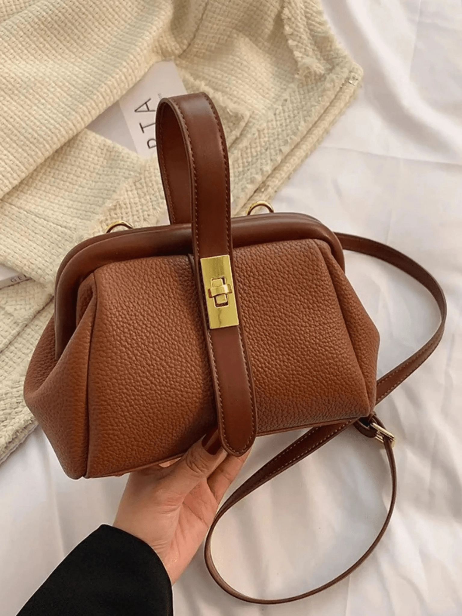 Weekend Escape Sleek Utility Cleo | Brown Leather Structured Handbag ?C Chic & Timeless