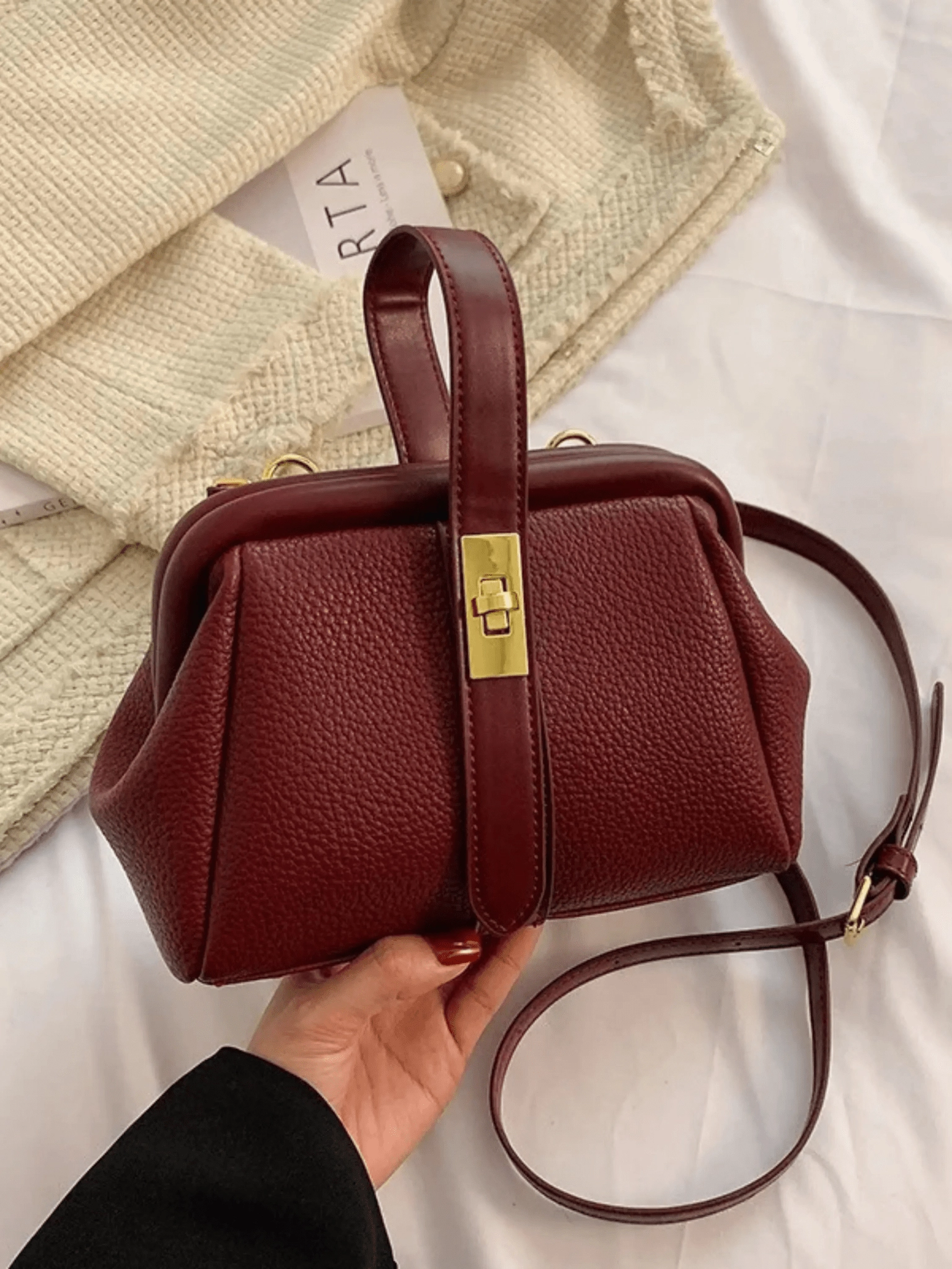 Cleo | Brown Leather Structured Handbag ?C Chic & Timeless Global Trend