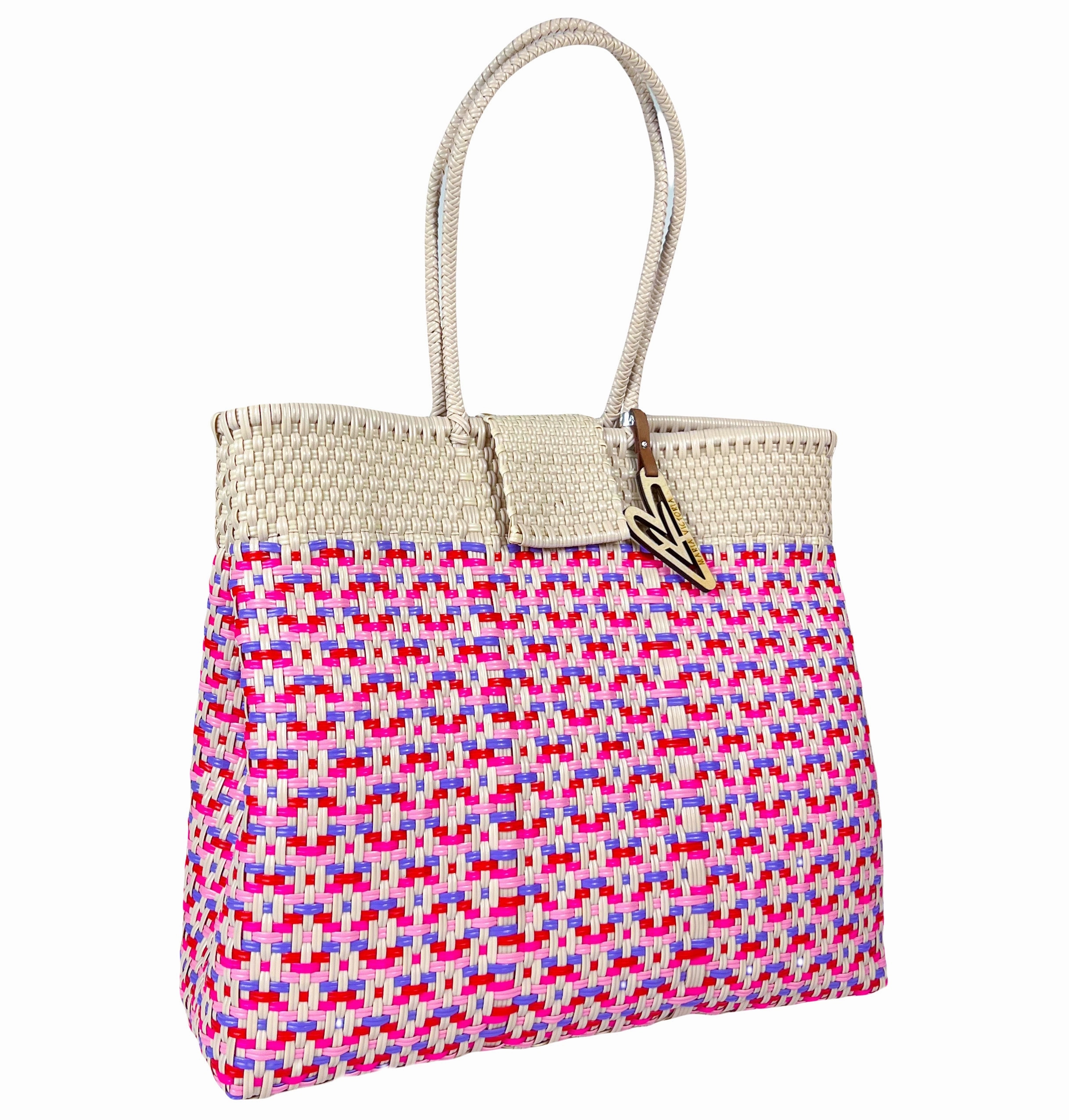 Maria Victoria | Stella | Upcycled, Handwoven, Multicolor Shoulder Tote Zip Closure Functional Carry