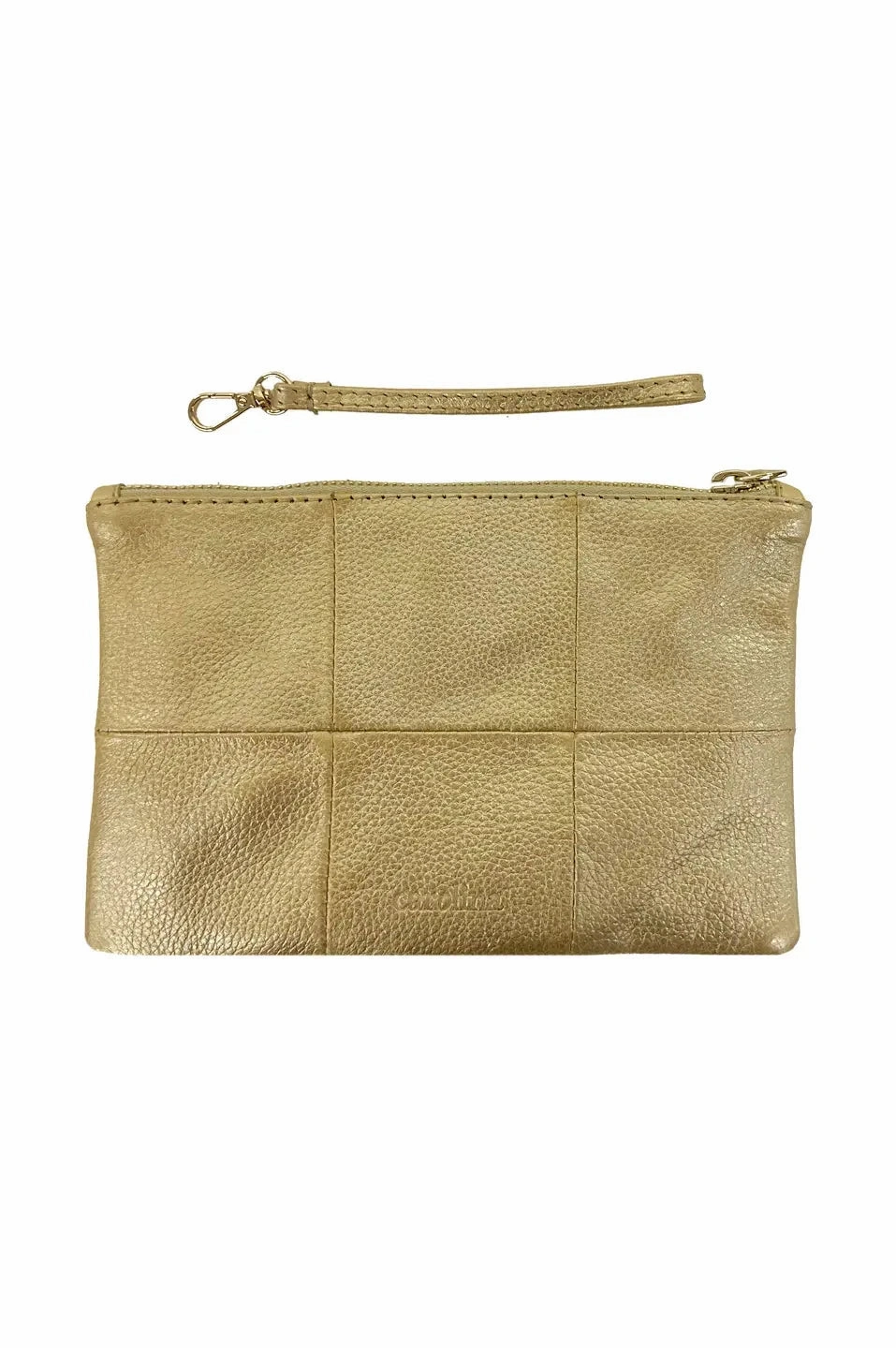 Amalia Leather Clutch Bag Gold Daily Journey
