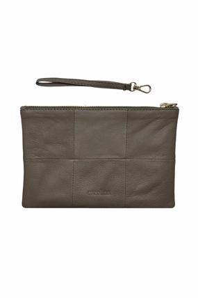 Amalia Leather Clutch Bag Khaki Fashion Statement