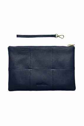 Amalia Leather Clutch Bag Navy Classic Appeal
