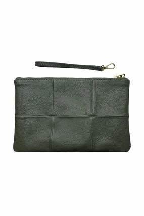 Fashion Statement Fashion Practicality Amalia Leather Clutch Bag Olive