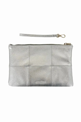 Lightweight Comfort Amalia Leather Clutch Bag Silver