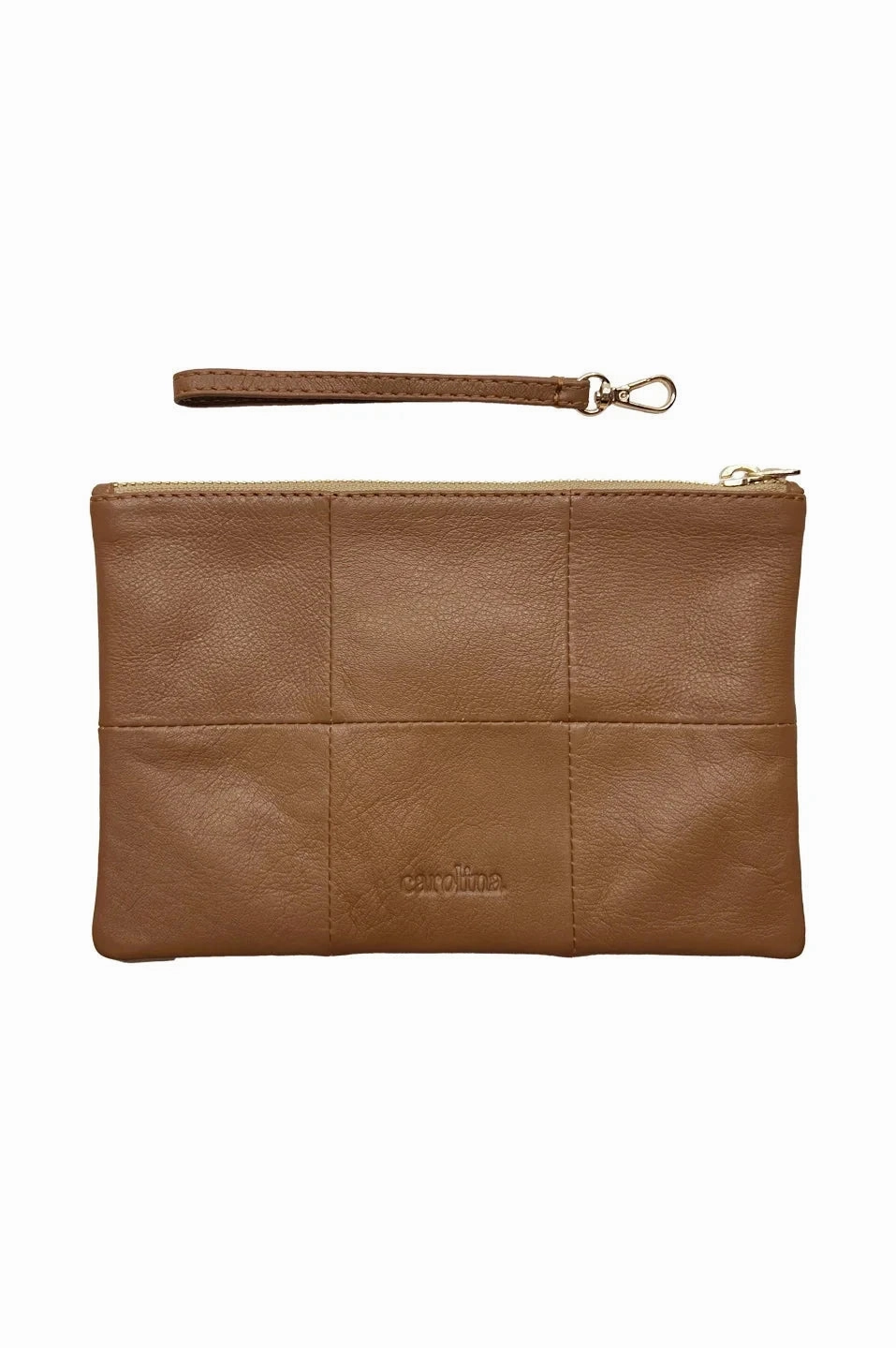 Amalia Leather Clutch Bag Tan Modern Design