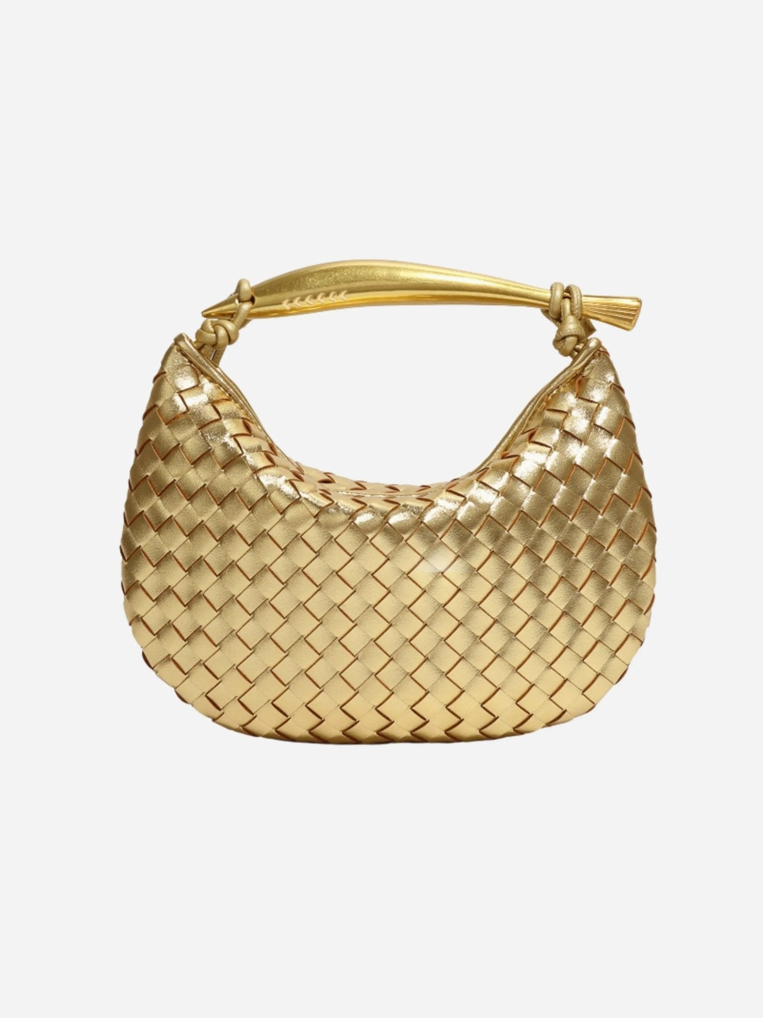 Minimalist Function Amara Woven Leather Handbag ?C Sculptural Handle Designer-Inspired Bag