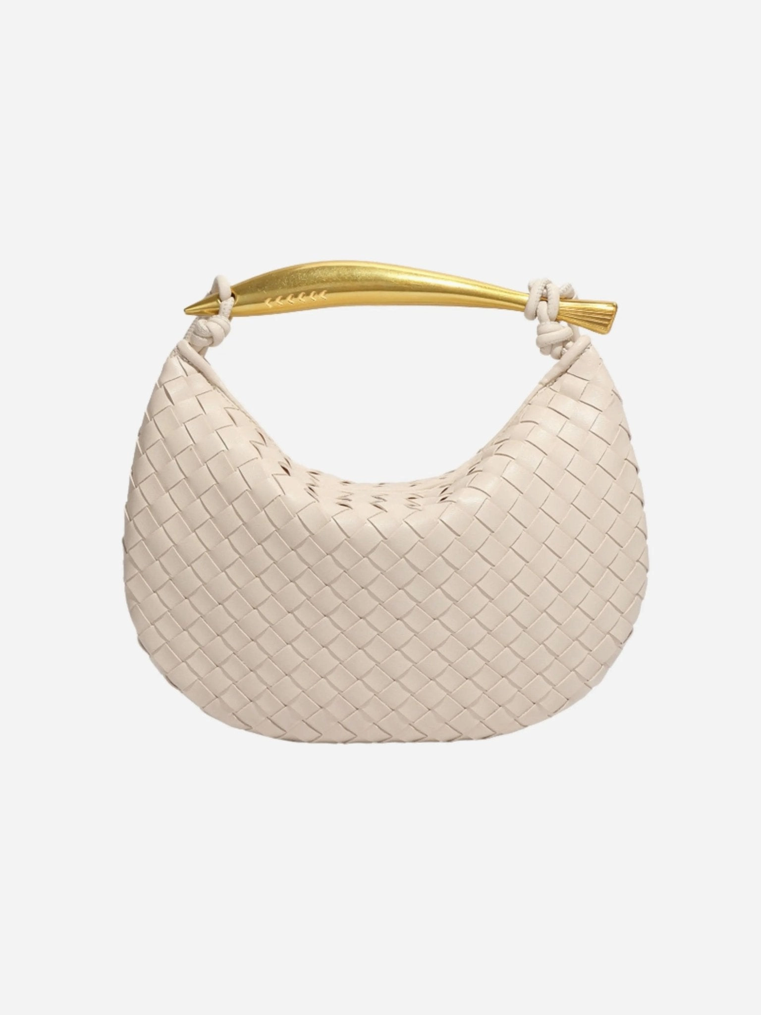 Casual Travel Work Necessity Amara Woven Leather Handbag ?C Sculptural Handle Designer-Inspired Bag