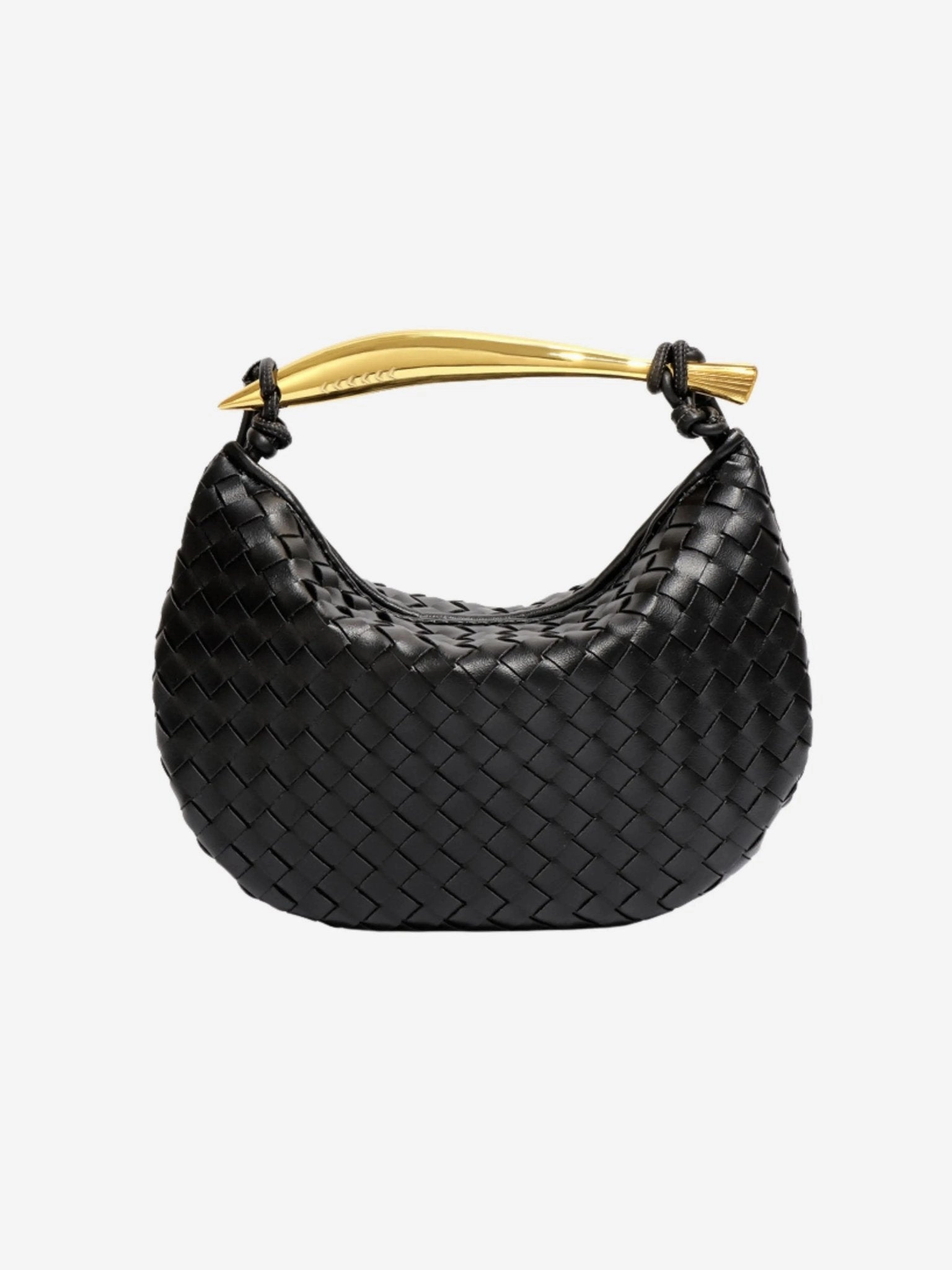 Amara Woven Leather Handbag ?C Sculptural Handle Designer-Inspired Bag Fashion Appeal Refined Office