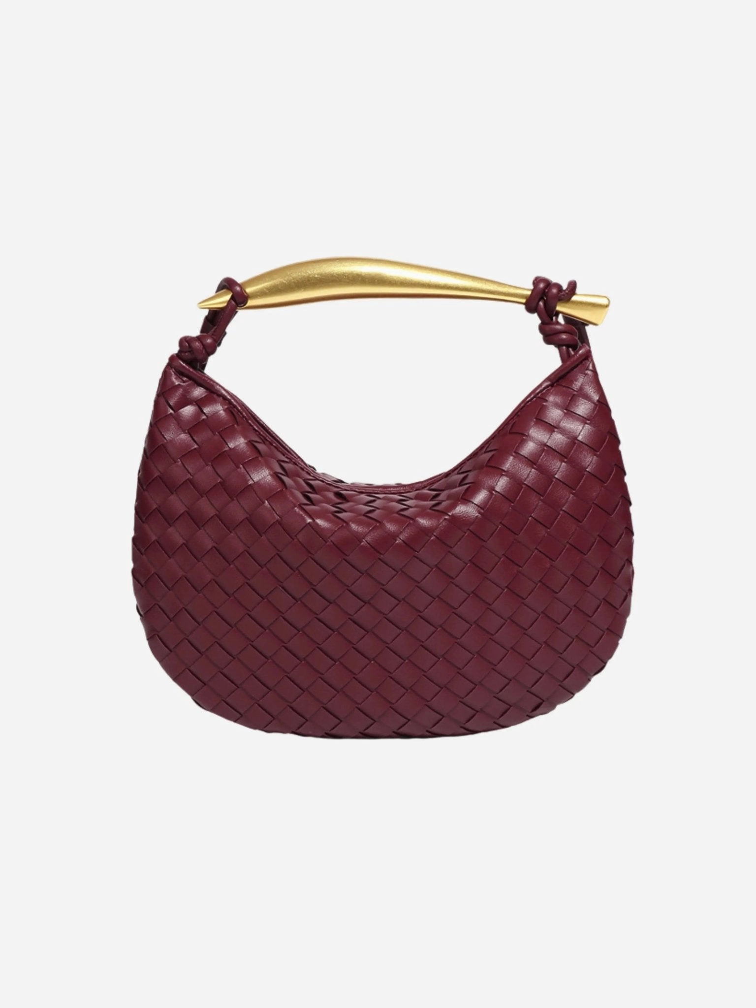 Classic Elegance Amara Woven Leather Handbag ?C Sculptural Handle Designer-Inspired Bag