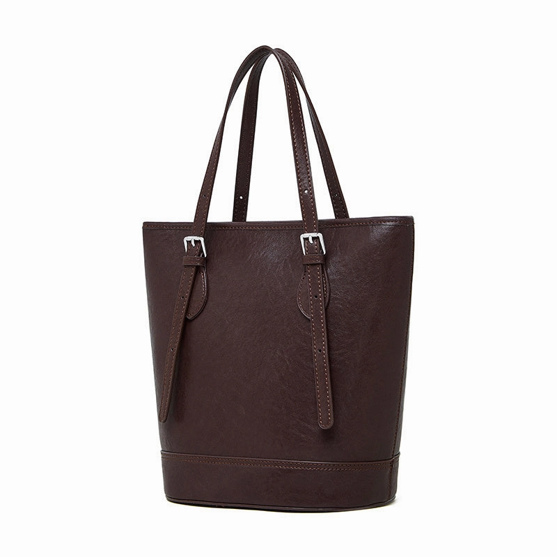 Effortless Chic Amelia | Brown Leather Bucket Bag ?C Sleek & Sophisticated
