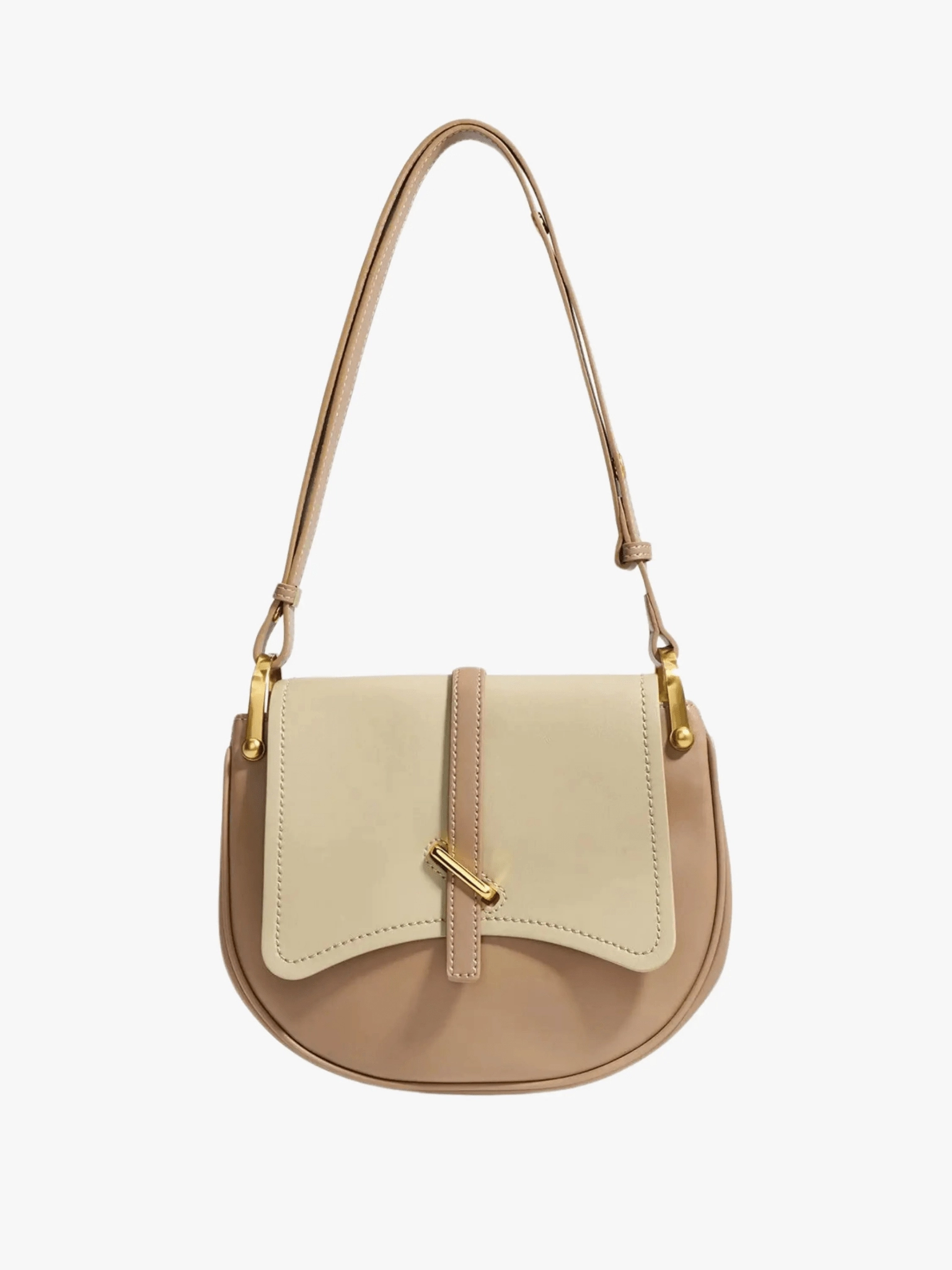 Amelie | Luxe Two-Tone Leather Saddle Bag ?C Classic & Chic Smart Traveler Casual Utility
