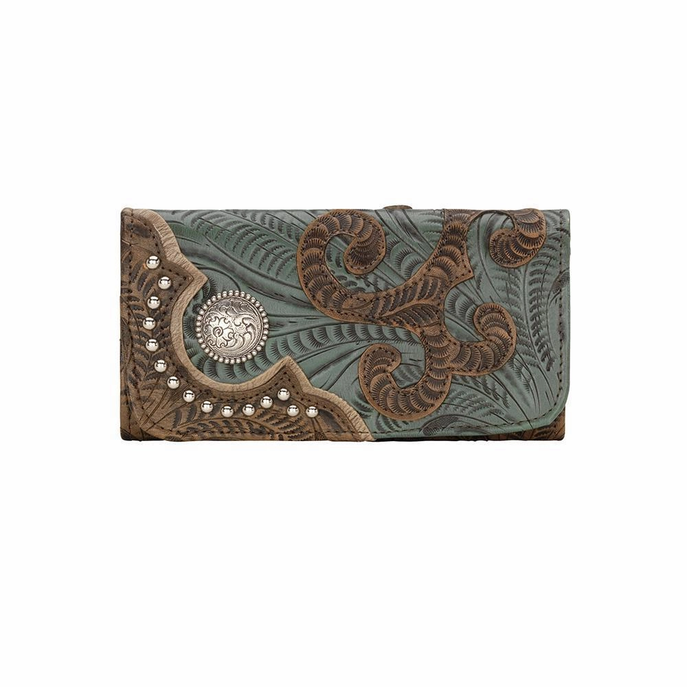 American West Handbag Annie's Secret Collection: Leather Tri-Fold Western Wallet Lightweight Organizer Everyday Performance