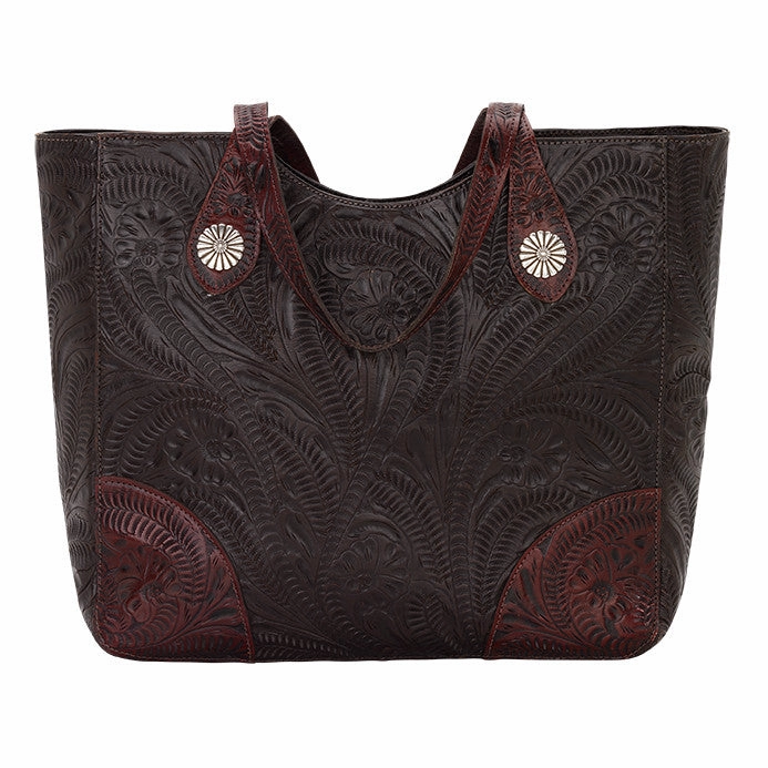 American West Handbag Annie's Secret Collection: Leather Zip Top Tote, Western Tooled Outdoor Lifestyle practical gear