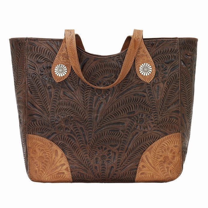 Business Travel American West Handbag Annie's Secret Collection: Leather Zip Top Tote, Western Tooled