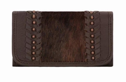 Effortless Style American West Handbag Cow Town Collection: Leather Tri-Fold Western Wallet