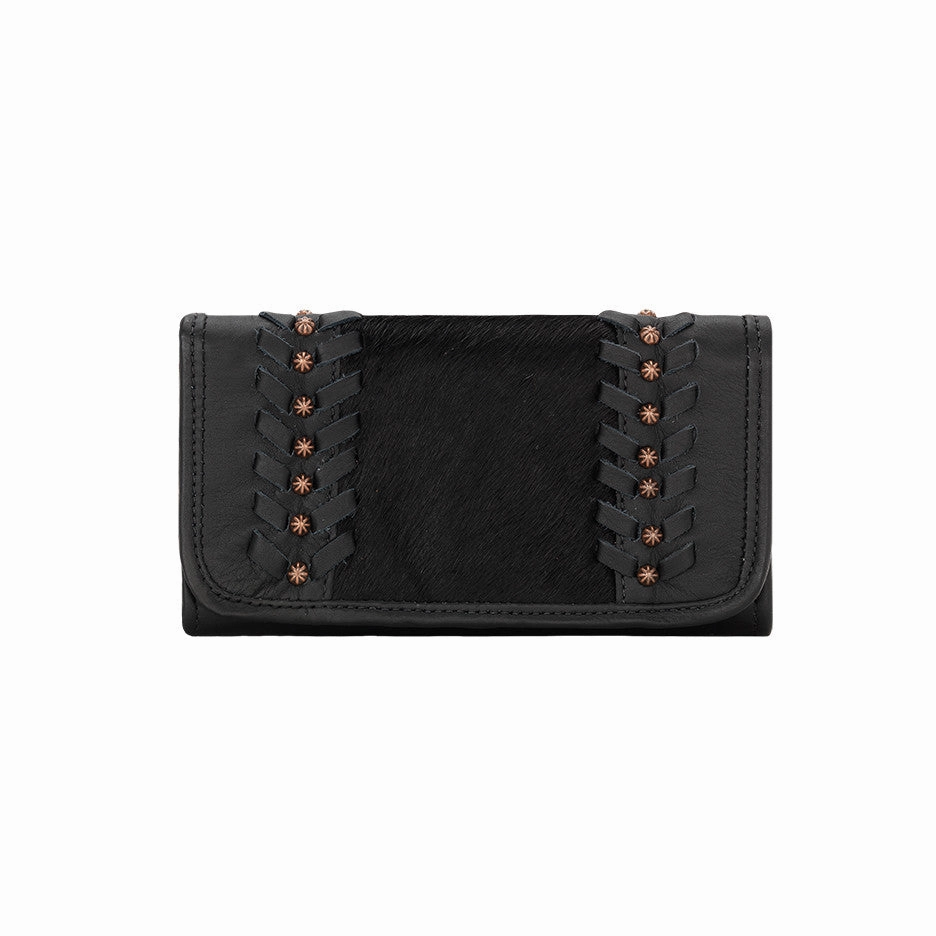 American West Handbag Cow Town Collection: Leather Tri-Fold Western Wallet Formal Gear