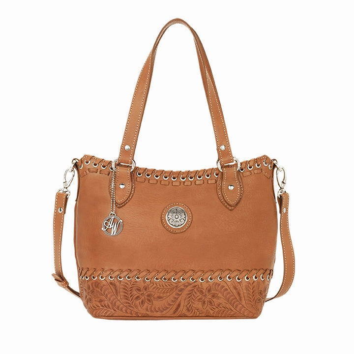 American West Handbag Harvest Moon Collection: Zip Top Convertible Bucket Tote Classic Elegance Elegant Choice