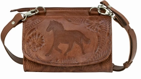 American West Handbag Hitchin' Post Collection: Leather Texas Two-Step Crossbody Work Accessory