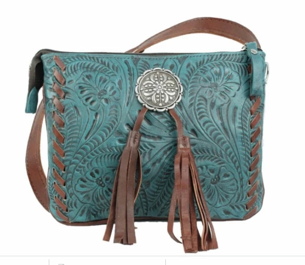 American West Handbag Lariats & Lace Collection: Crossbody Multi-Compartment Bag Durable Organizer