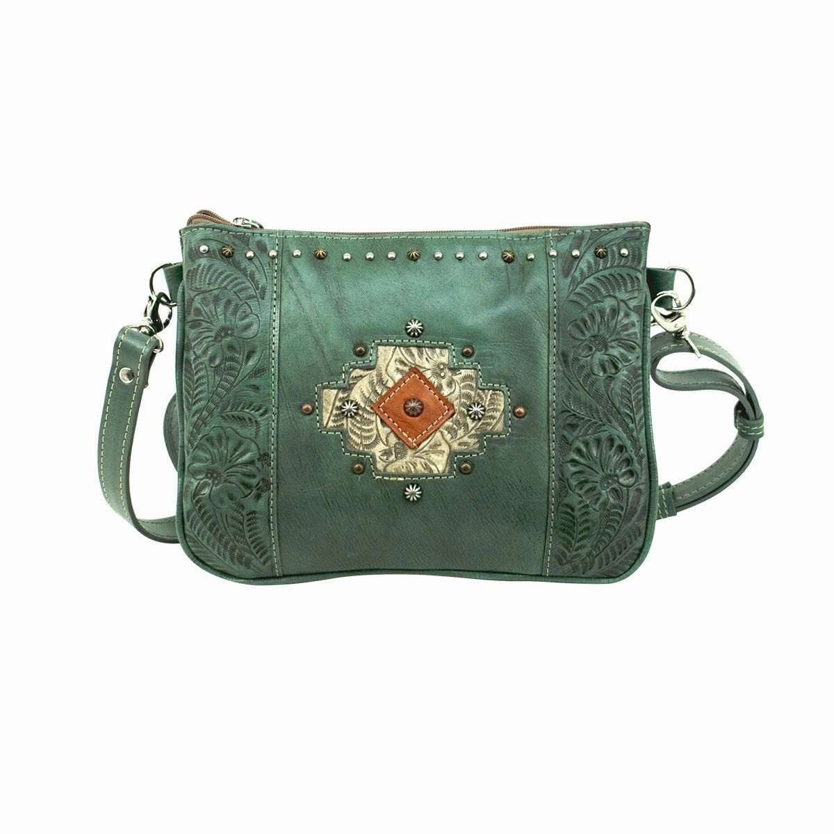 American West Handbag Navajo Soul Collection: Leather Crossbody Urban Trend Sleek Utility