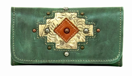 Street Utility Stylish Travel American West Handbag Navajo Soul Collection: Leather Tri-Fold Wallet