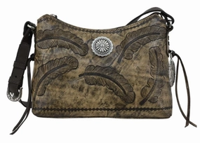 Adjustable card wallet American West Handbag Sacred Bird Collection: Leather Zip Top Shoulder