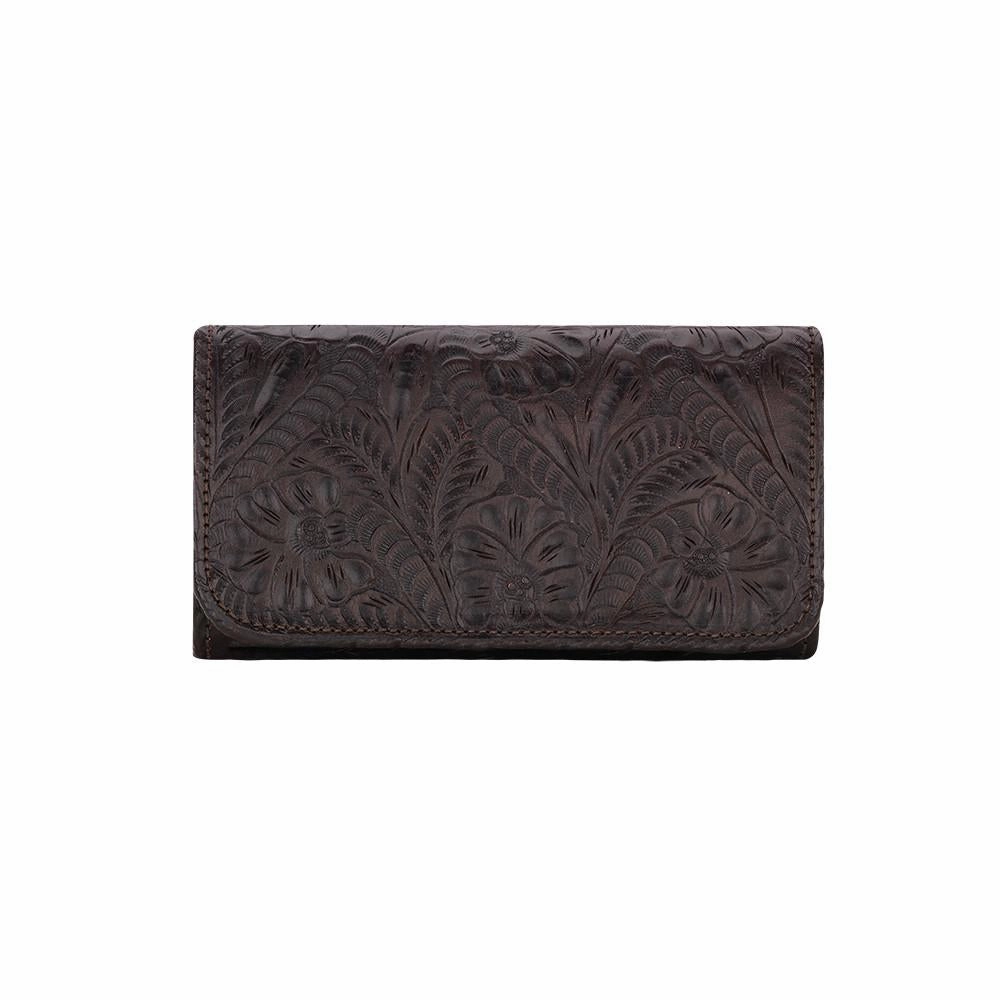 American West Handbag Santa Barbara Collection: Leather Tri-Fold Western Wallet Smart Durability