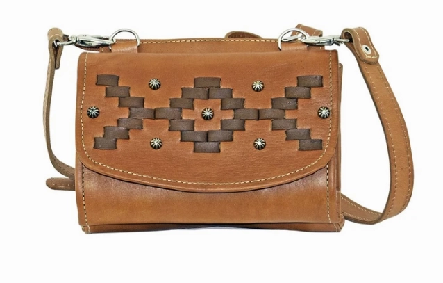 American West Handbag Tribal Weave Collection: Leather Crossbody Minimal Gear Trendy Carry