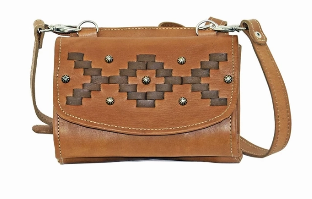 Compact Carryall American West Handbag Tribal Weave Collection: Leather Crossbody