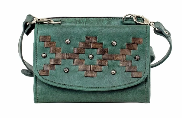 Street Style Sustainable Choice American West Handbag Tribal Weave Collection: Leather Crossbody