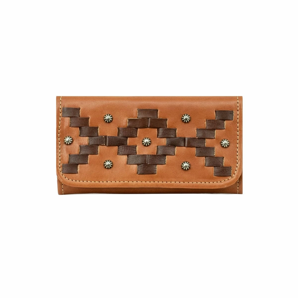 Minimalist Organizer American West Handbag Tribal Weave Collection: Leather Tri-Fold Western Wallet