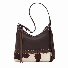 American West Handbag Wild Horses Collection: Leather Zip Top Shoulder Hair on Hide Luxury feature