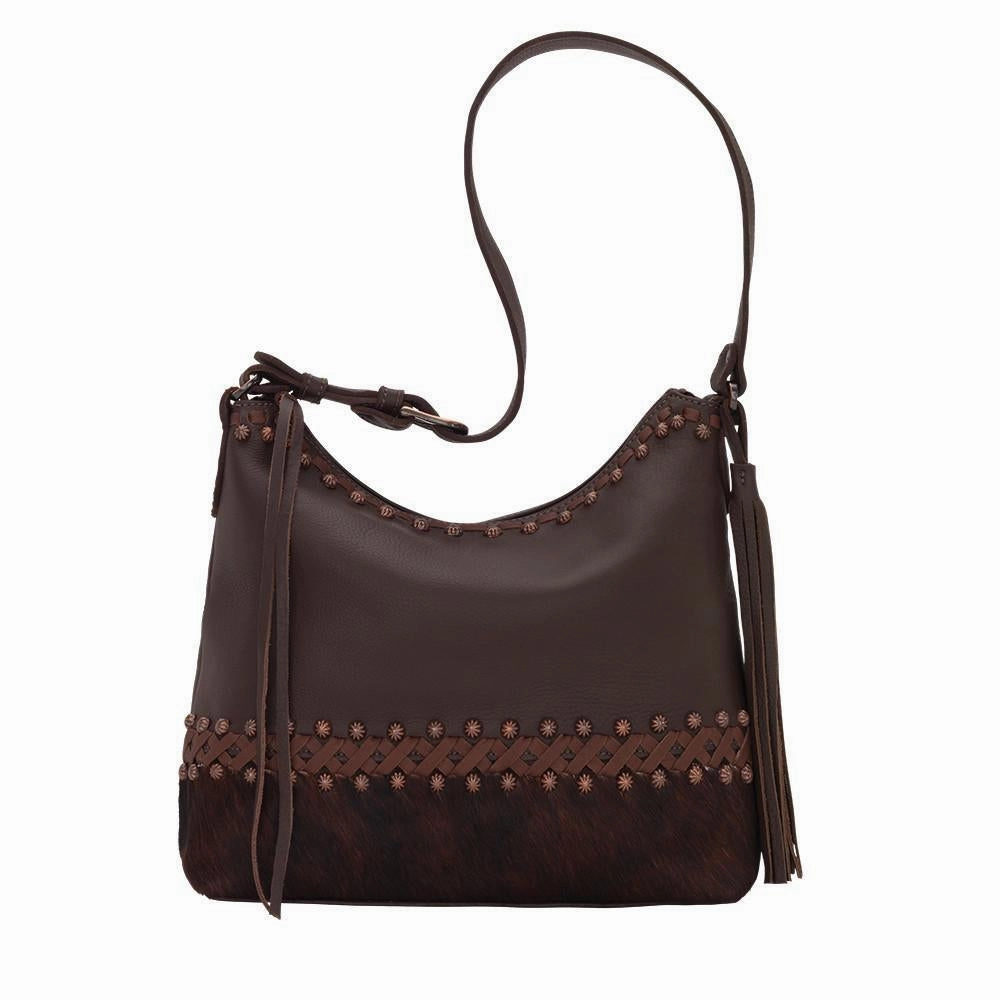 American West Handbag Wild Horses Collection: Leather Zip Top Shoulder Hair on Hide Professional Design Sleek Functionality