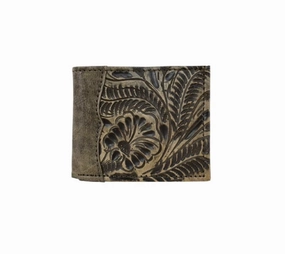 Elegant Structure American West Men's Collection: Leather Bi-Fold Western Wallet Tooled