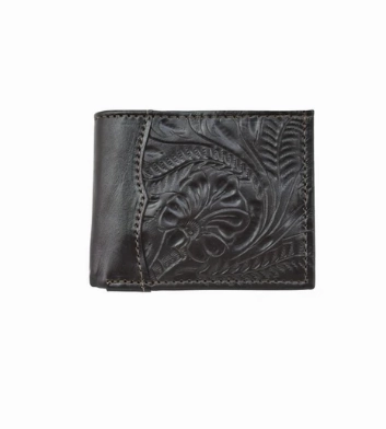 Casual Function Daily Storage American West Men's Collection: Leather Bi-Fold Western Wallet Tooled