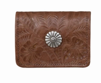 Urban Lifestyle American West Tooled Collection: Leather Tri-Fold Wallet With Concho