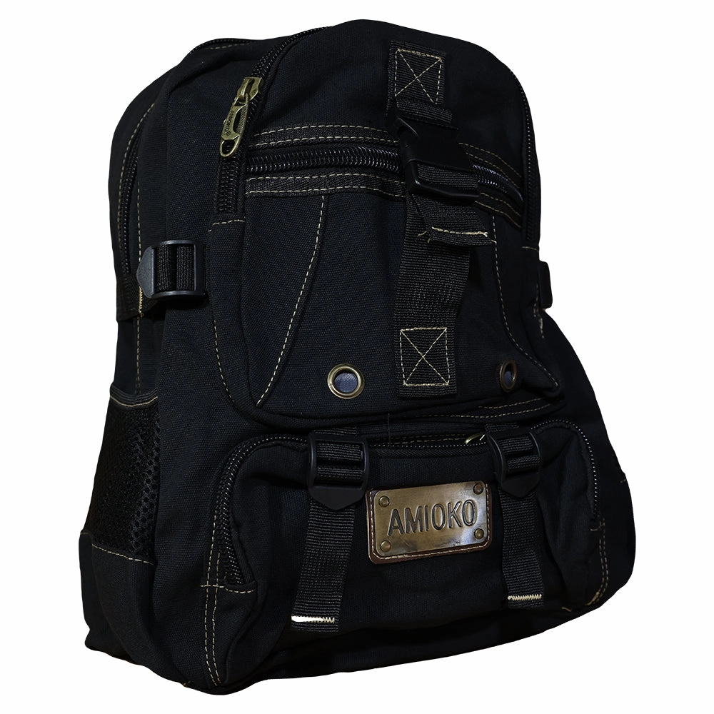 Fashion Forward Amioko Black Canvas Backpack