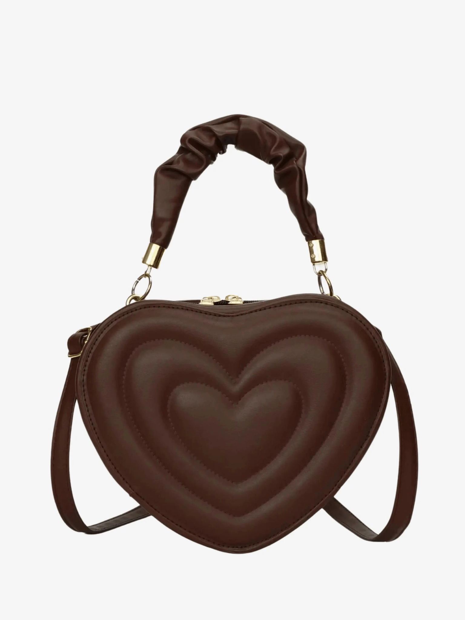 Lightweight Everyday Modern Adventure Amour | Brown Heart-Shaped Leather Bag ?C Playful & Chic
