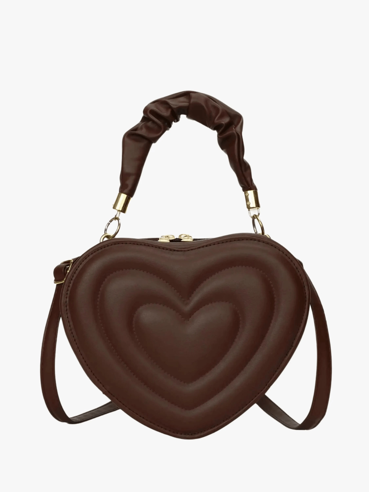 Elegant Minimal Design Amour | Brown Heart-Shaped Leather Bag ?C Playful & Chic