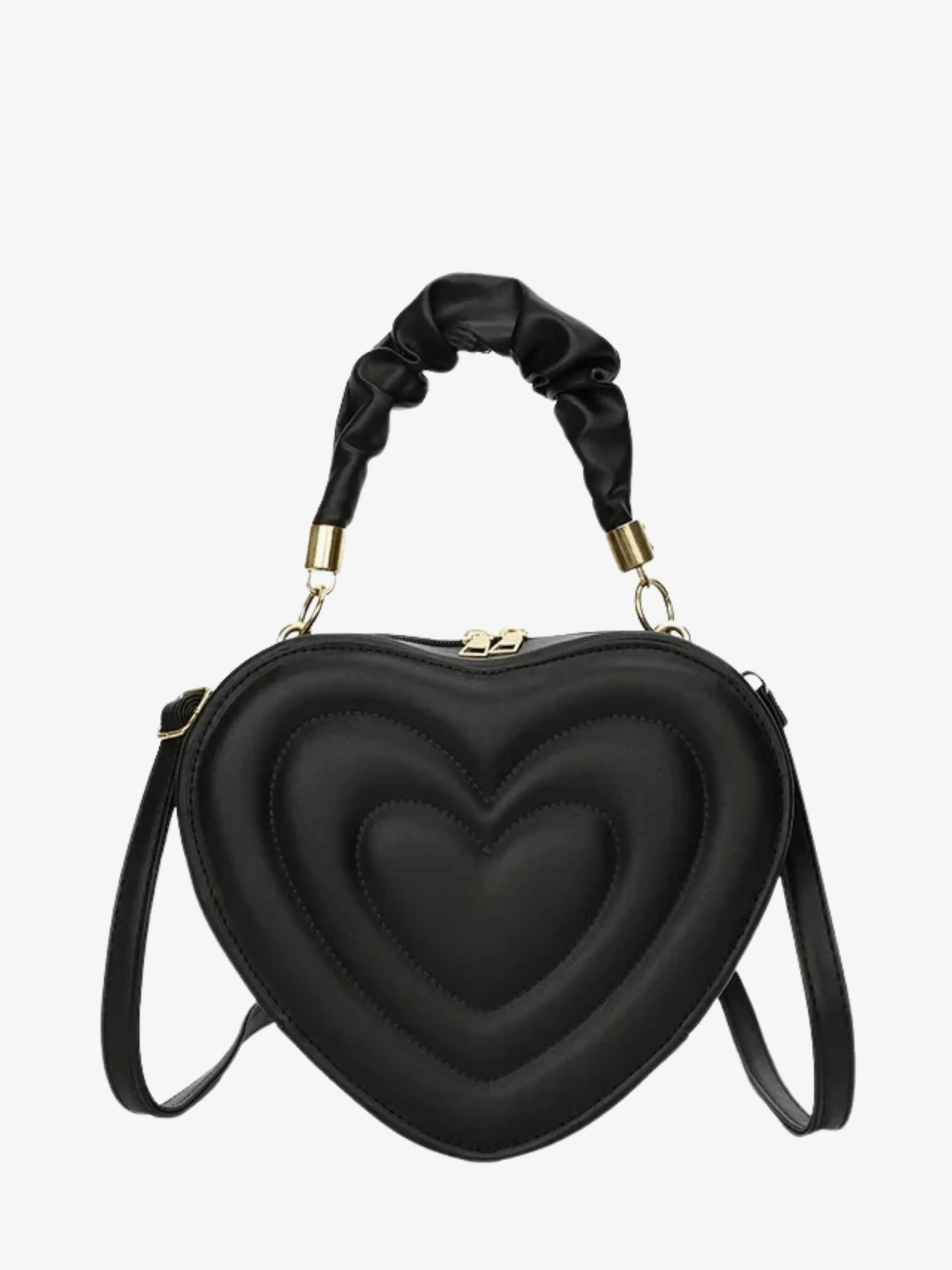 Reliable zipper and button closures for secure storage Amour | Brown Heart-Shaped Leather Bag ?C Playful & Chic