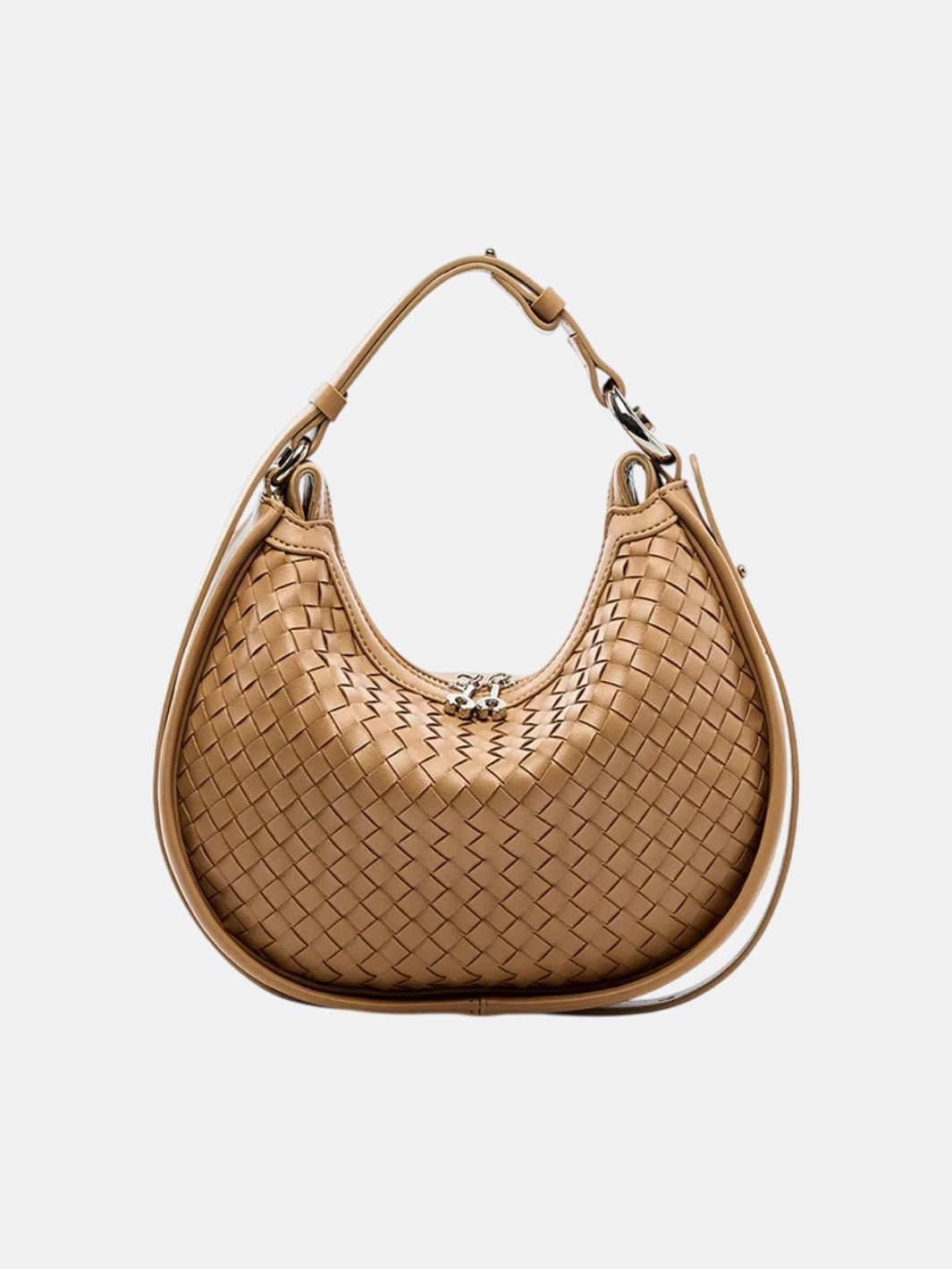 Arden Woven Crescent Bag ?C Genuine Leather Shoulder Bag Smart Look